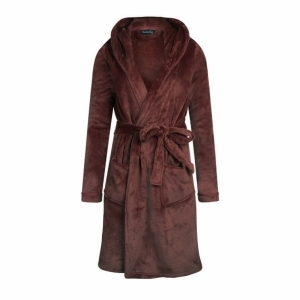 Women long bathrobe wijnrood