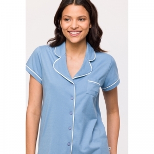 Dames pyjama, korte mouwen 818 blauw