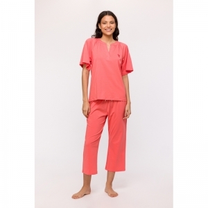 Dames pyjama, korte mouwen 435 koraalrood