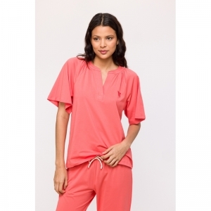 Dames pyjama, korte mouwen 435 koraalrood