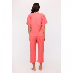 Dames pyjama, korte mouwen 435 koraalrood