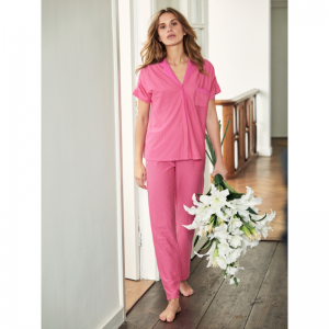 Dames pyjama, doorknoop 977 fuchsia-ora