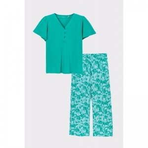 Dames pyjama, korte mouwen 759 groen