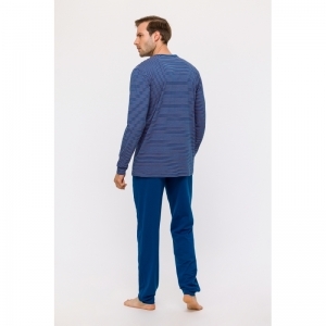 Heren pyjama, lange mouwen 936 marineblauw