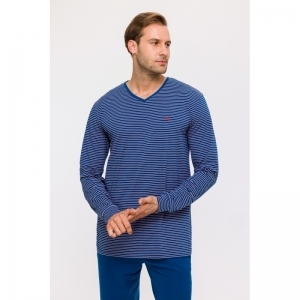 Heren pyjama, lange mouwen 936 marineblauw