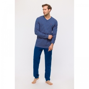 Heren pyjama, lange mouwen 936 marineblauw