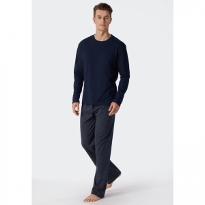 Herenpyjama, lange mouwen 800 blauw