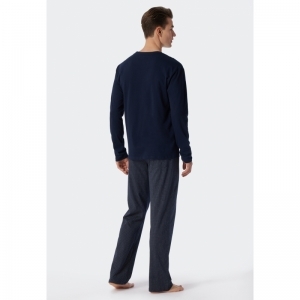 Herenpyjama, lange mouwen 800 blauw