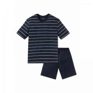 Schiesser herenpyjama 803 donkerblauw