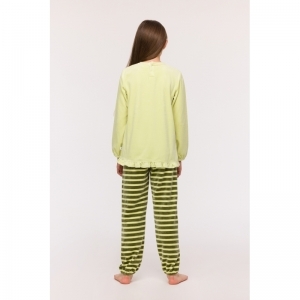 Meisjespyjama in warm velours 705 lichtgroen