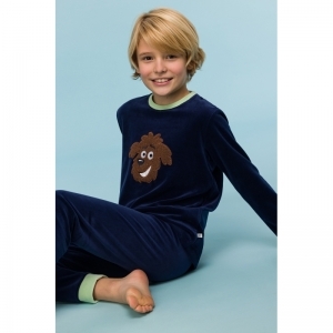 Jongenspyjama in velours 889 donkerblauw