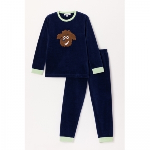 Jongenspyjama in velours 889 donkerblauw