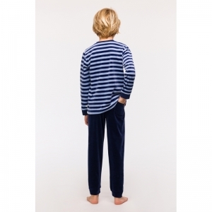 Jongenspyjama in velours 929 blauwe stre