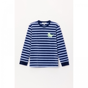 Jongenspyjama in velours 929 blauwe stre