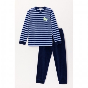 Jongenspyjama in velours 929 blauwe stre