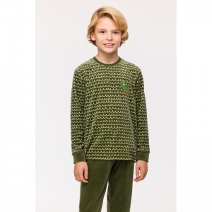 Jongenspyjama in velours 947 groene golf