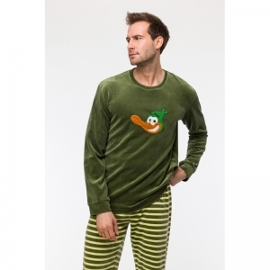 Herenpyjama in velours 753 kakigroen