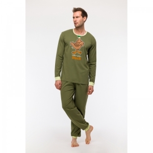 Herenpyjama, lange mouwen 753 kakigroen