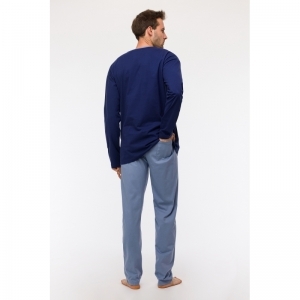 Heren pyjama, lange mouwen 889 donkerblauw