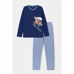 Heren pyjama, lange mouwen 889 donkerblauw