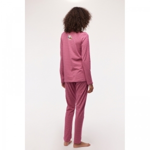 Dames pyjama, lange mouwen 908 roze streep