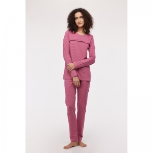 Dames pyjama, lange mouwen 908 roze streep