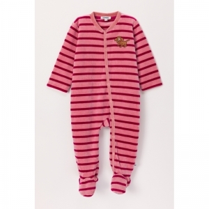Kruippakje in velours 926 roze streep
