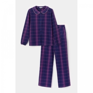 Damespyjama in flanel 938 blauw met r
