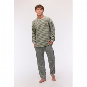 Jongenspyjama in velours 931 groen-grijz