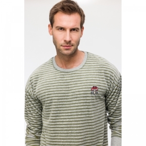 Herenpyjama in velours 931 groen-grijz
