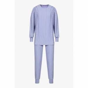 Dames pyjama, lange mouwen 987 roos-blauwe