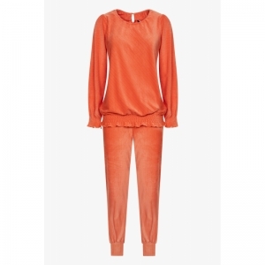 Dames homewear in velours 581 mandarijn