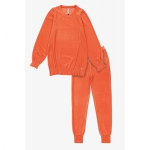 Dames homewear in velours 581 mandarijn