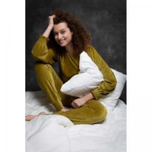 Dames homewear in velours 762 olijf