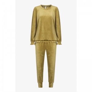 Dames homewear in velours 762 olijf