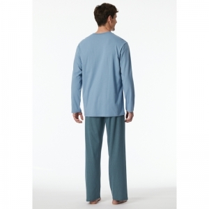 Heren pyjama, lange mouwen 808 blauw-grijs
