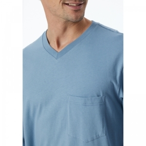 Heren pyjama, lange mouwen 808 blauw-grijs