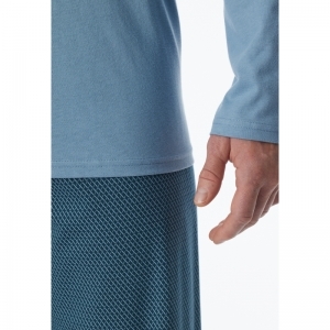 Heren pyjama, lange mouwen 808 blauw-grijs