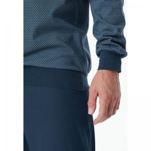 Heren pyjama, lange mouwen 808 blauw-grijs