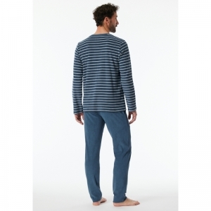 Herenpyjama, badstof 816 jeansblauw