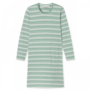 Dames slaapkleed, lange mouwen 704 groen-melan