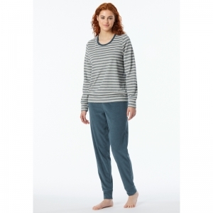 Damespyjama, badstof 816 jeansblauw