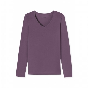 Damespyjama, lange mouwen 525 mauve