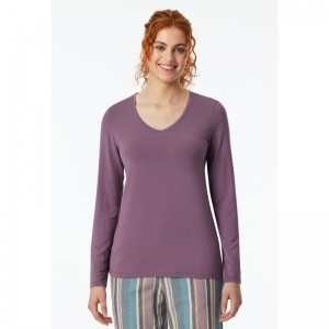 Damespyjama, lange mouwen 525 mauve