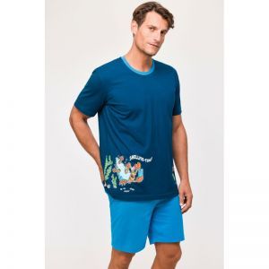Herenpyjama, korte mouwen 891 donkerblauw