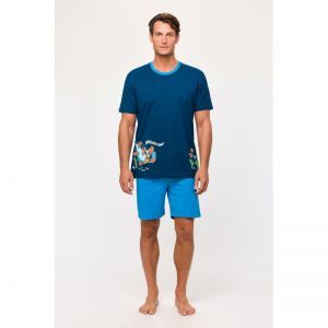 Herenpyjama, korte mouwen 891 donkerblauw