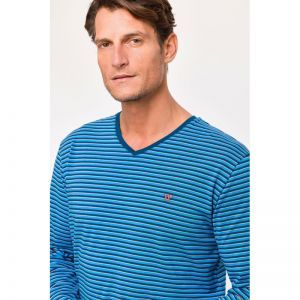 Herenpyjama, lange mouwen 919 blauwe stre