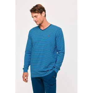 Herenpyjama, lange mouwen 919 blauwe stre