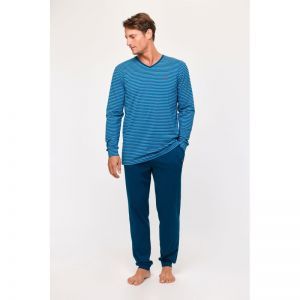 Herenpyjama, lange mouwen 919 blauwe stre
