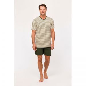 Herenpyjama korte mouwen 927 beige stree